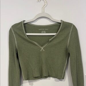 American Eagle Outfitters Women's Green Long Sleeve Top